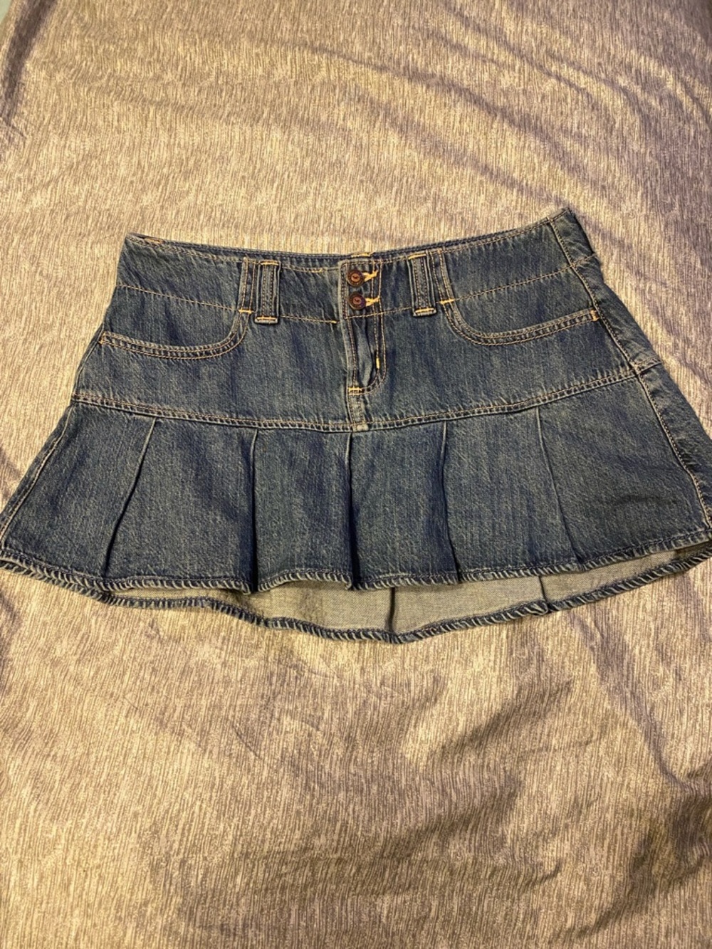 HOLLISTER Y2K Low Rise Mini Skirt Skort w/ Built In Shorts Sz 0 w25 Ruffled